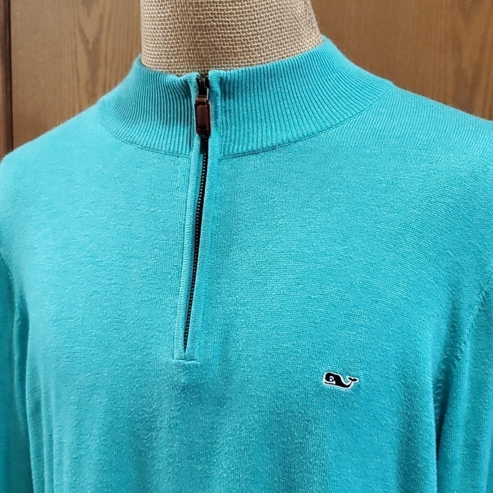 Vineyard Vines turquoise 1/4 zip knit cotton sweater